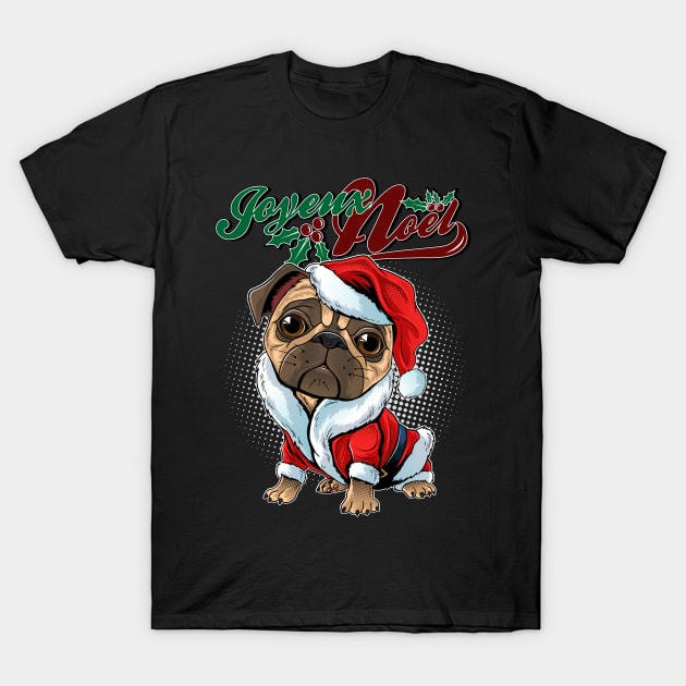 Joyeux noël sweet pug T-Shirt by RockabillyM